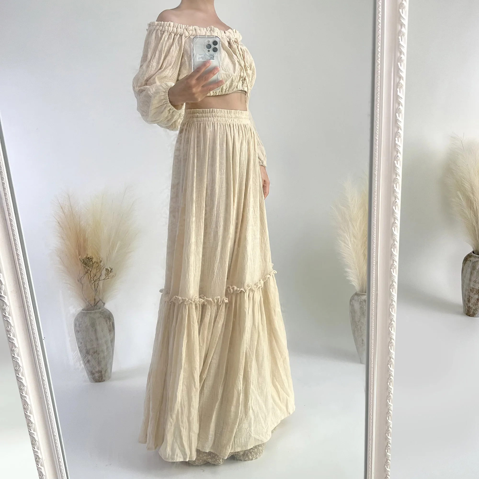 Don&Judy Linen Cotton Shoulderless Top&Skirt Set Long Dress for Women Maxi Gown Wedding Party Dressse Photography Clothing Props
Don&Judy Linen Cotton Shoulderless Top&Skirt Set Long Dress for Women Maxi Gown Wedding Party Dressse Photography Clothing Props