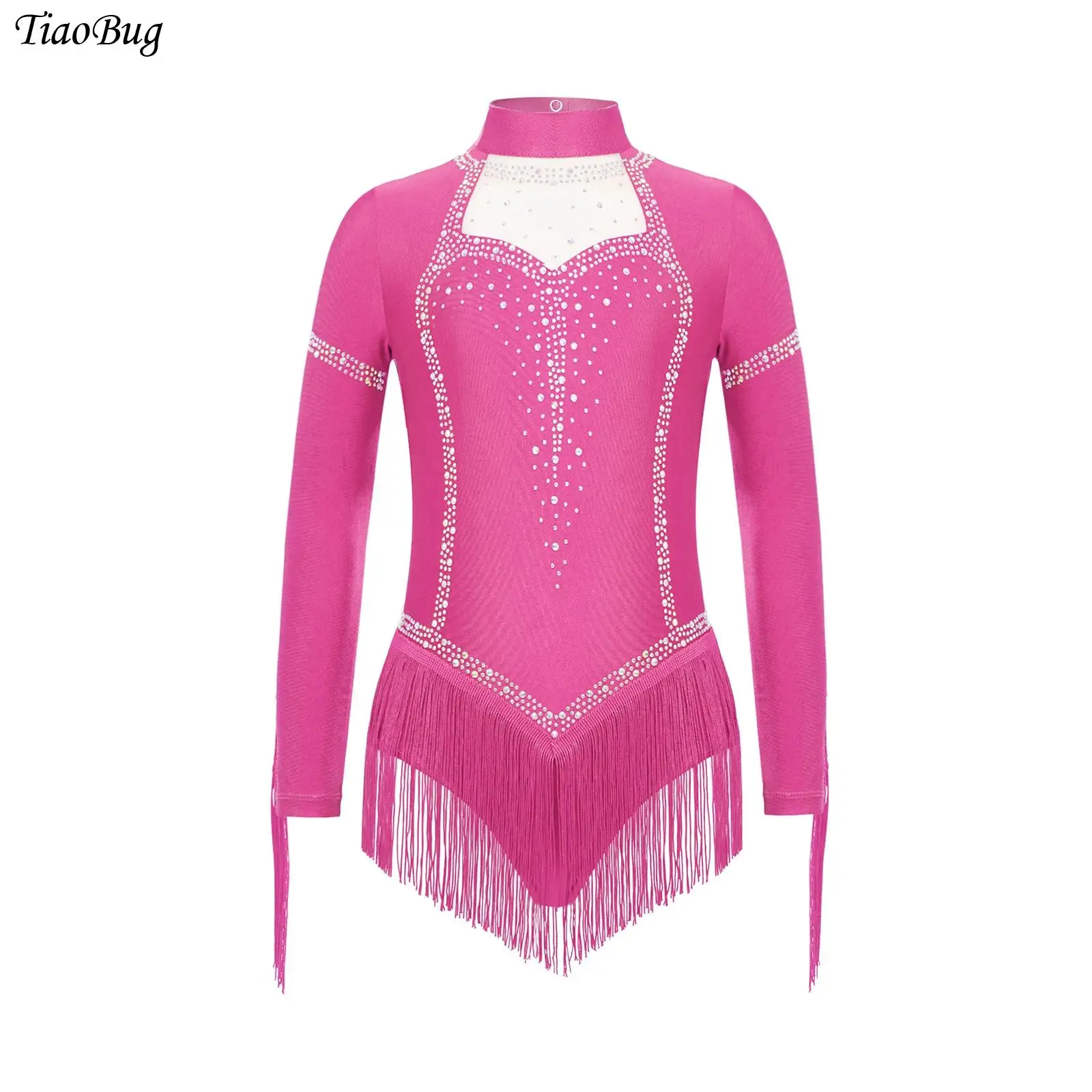 Girls Long Sleeve Rhinestones Figure Skating Ballet Gymnastics Leotards Tassels Latin Dance Leotard Dress Cha-Cha Tango Bodysuit
Girls Long Sleeve Rhinestones Figure Skating Ballet Gymnastics Leotards Tassels Latin Dance Leotard Dress Cha-Cha Tango Bodysuit