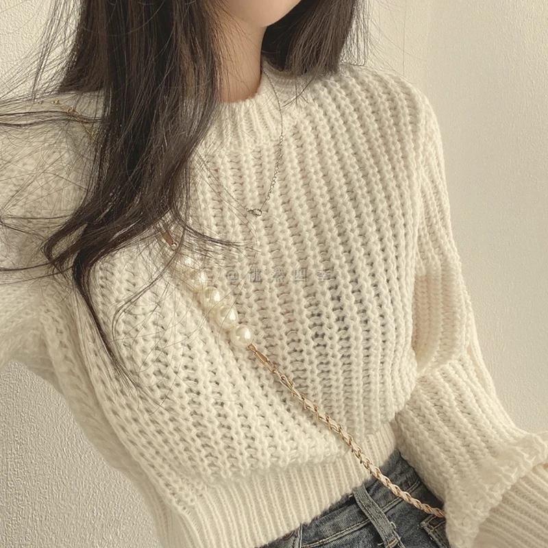 Осенне-зимний пуловер с круглым вырезом, женский свитер с рукавом-фонариком, однотонный короткий топ, модный повседневный элегантный однотонный теплый цвет
Осенне-зимний пуловер с круглым вырезом, женский свитер с рукавом-фонариком, однотонный короткий топ, модный повседневный элегантный однотонный теплый цвет