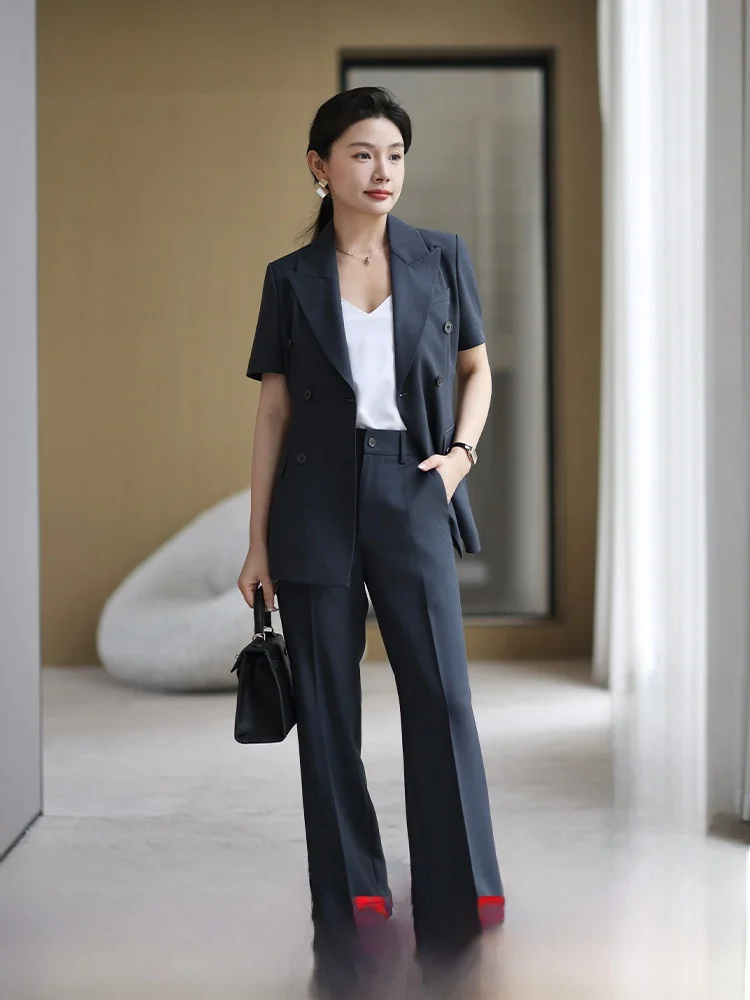 YSJX High-End Deep ey ort-Sve Women's Suit Set Straight Leg Pants Busin Casual Sle Commute Interview Workwear
YSJX High-End Deep ey ort-Sve Women's Suit Set Straight Leg Pants Busin Casual Sle Commute Interview Workwear