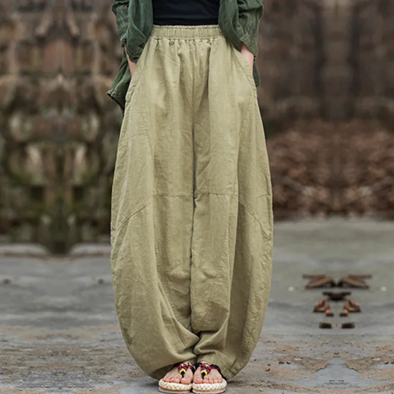Elegant Women's Cotton Linen Baggy Cargo Pants Vintage Elastic Waist Trousers Loose Casual Long Wide Leg Oversize Clothes
Elegant Women's Cotton Linen Baggy Cargo Pants Vintage Elastic Waist Trousers Loose Casual Long Wide Leg Oversize Clothes