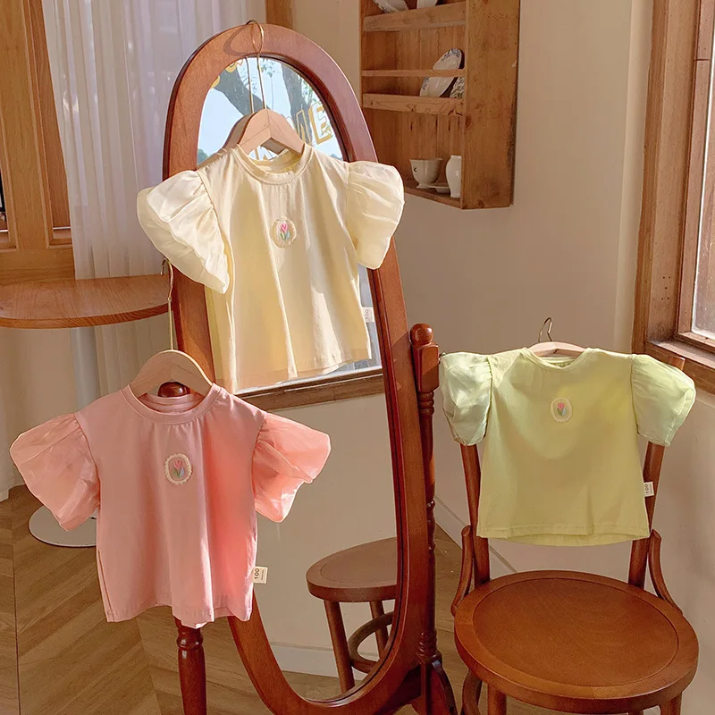 Children's Bubble Lantern Sleeve Round Neck GirlsTT-shirt2025Summer New Stylish Floral Short Sleeve Children's Top
Children's Bubble Lantern Sleeve Round Neck GirlsTT-shirt2025Summer New Stylish Floral Short Sleeve Children's Top
