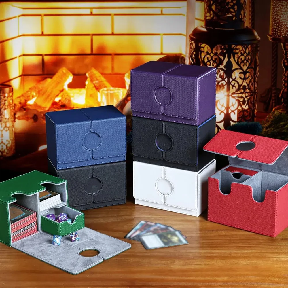 [Commander Card Deck Box with double sleeves and portable dice box 160+ Crads PU leather storage box.
[Commander Card Deck Box with double sleeves and portable dice box 160+ Crads PU leather storage box.