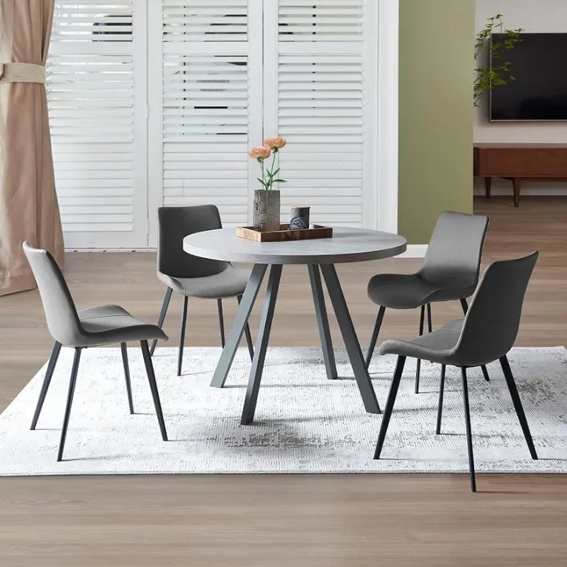 Table Set Mid Century Modern Small Round Coffee Table 35 Leisure Saving Space Table with 4 Grey Chairs
Table Set Mid Century Modern Small Round Coffee Table 35 Leisure Saving Space Table with 4 Grey Chairs