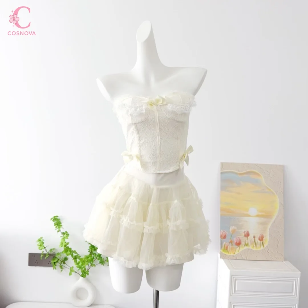 Комплект из 2 предметов в стиле Sweet Lolita: кружевной топ-корсет без бретелек с бантом и многоярусная юбка с оборками. Летний корейский повседневный наряд для вечеринок. Шикарная женская одежда.
Комплект из 2 предметов в стиле Sweet Lolita: кружевной топ-корсет без бретелек с бантом и многоярусная юбка с оборками. Летний корейский повседневный наряд для вечеринок. Шикарная женская одежда.