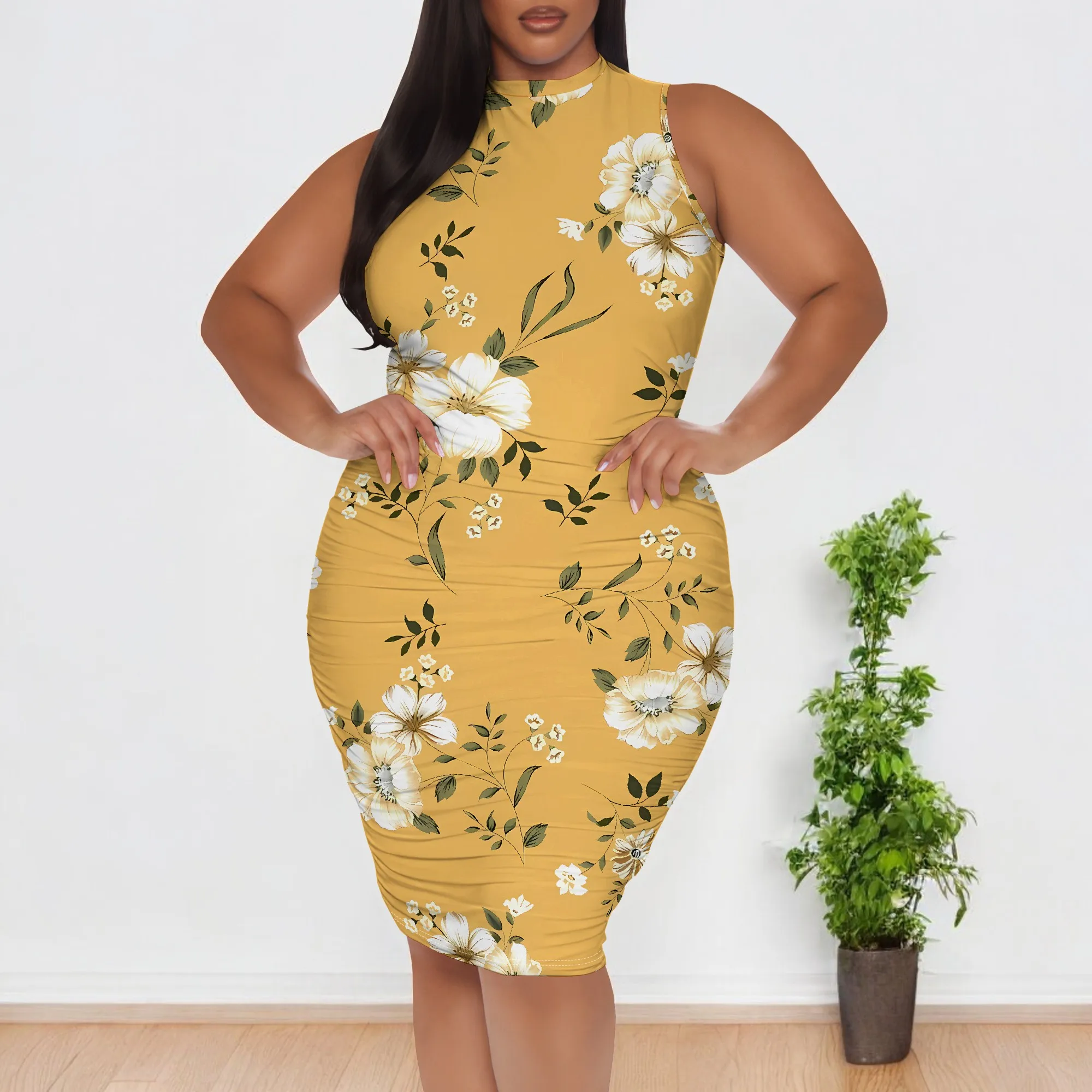 Plus Size Yellow Floral Bodycon Sleeveless Dress for Women Easter Spring Picnic Summer Casual Outfit
Plus Size Yellow Floral Bodycon Sleeveless Dress for Women Easter Spring Picnic Summer Casual Outfit