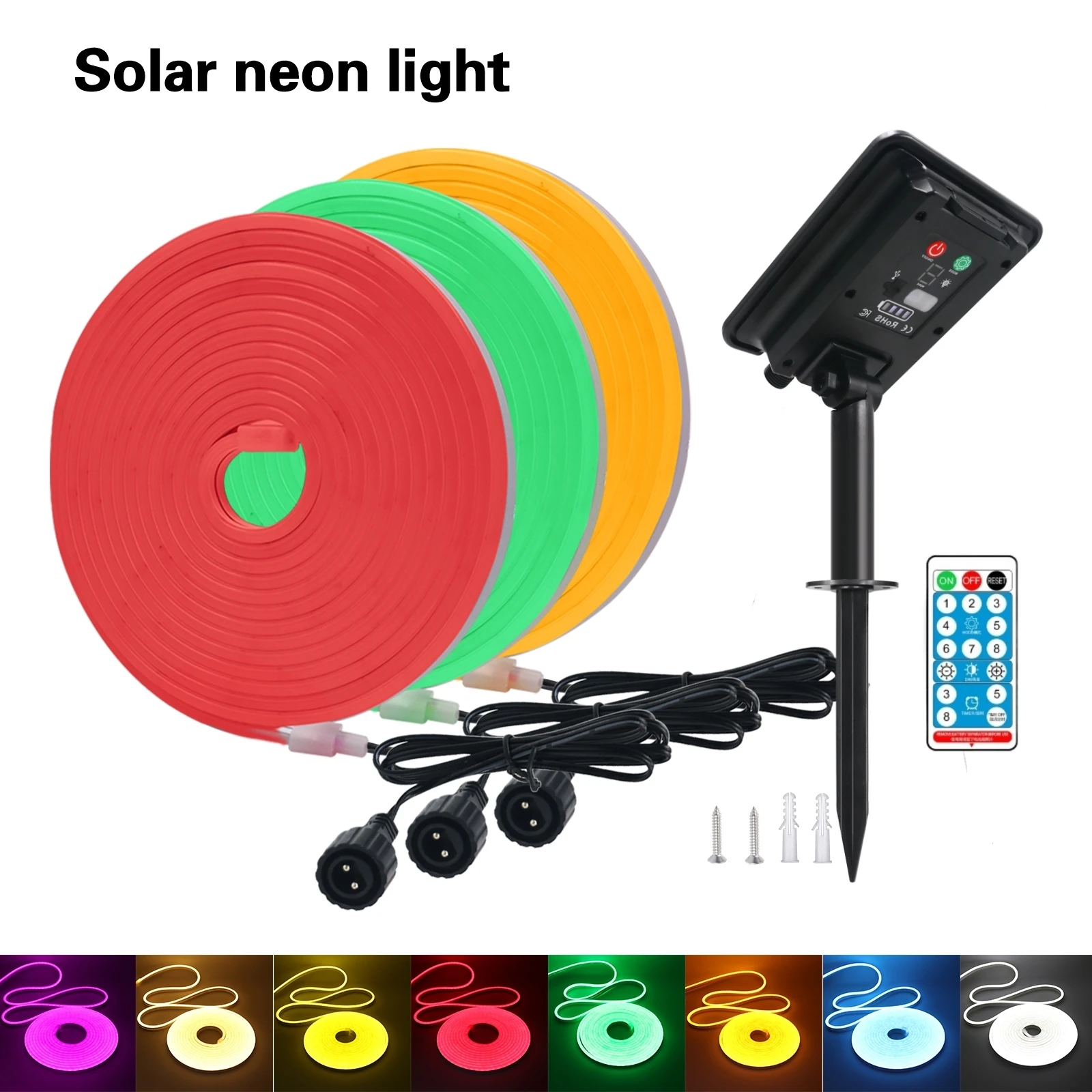 10M Solar Neon LED Strip Outdoor Pool IP67 Waterproof Flexible 2835 LED Tape Light Sign With Remote 24V 120LEDs/M Tube Diode
10M Solar Neon LED Strip Outdoor Pool IP67 Waterproof Flexible 2835 LED Tape Light Sign With Remote 24V 120LEDs/M Tube Diode