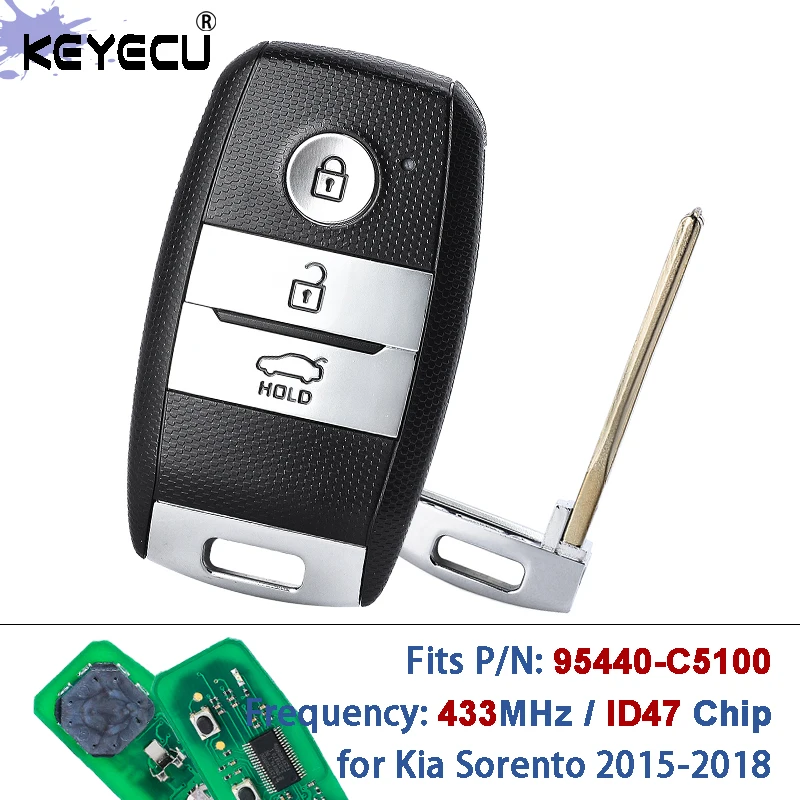 KEYECU 95440-C5100 TQ8-FOB-4F06 433MHz ID47 Keyless-Go Smart Keyless Remote Key Fob for Kia Sorento 2015 2016 2017 2018
KEYECU 95440-C5100 TQ8-FOB-4F06 433MHz ID47 Keyless-Go Smart Keyless Remote Key Fob for Kia Sorento 2015 2016 2017 2018