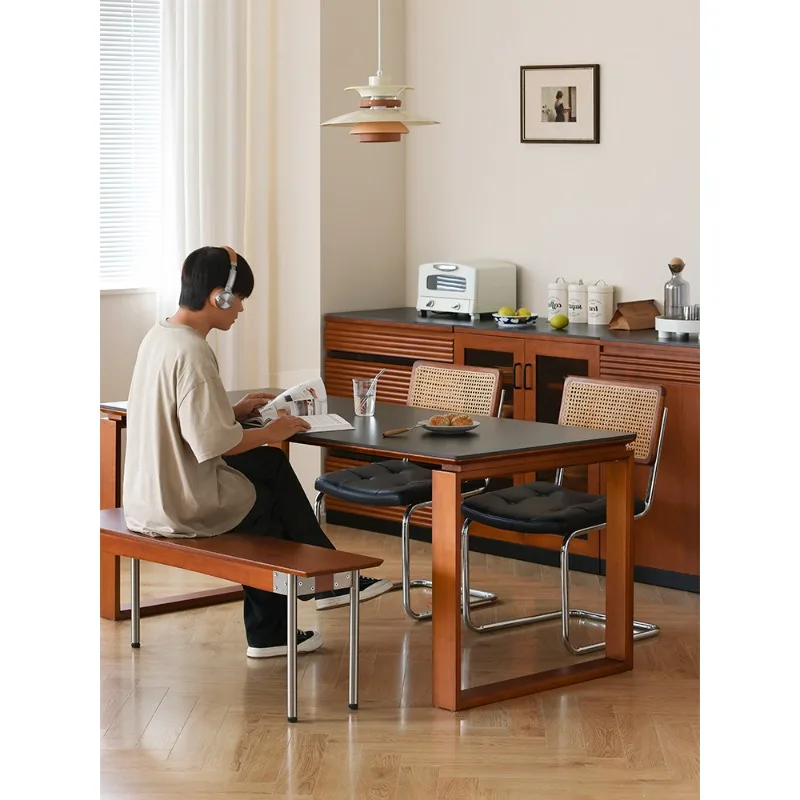 Nordic solid wood rock slab dining table large board rectangular dining small apartment
Nordic solid wood rock slab dining table large board rectangular dining small apartment