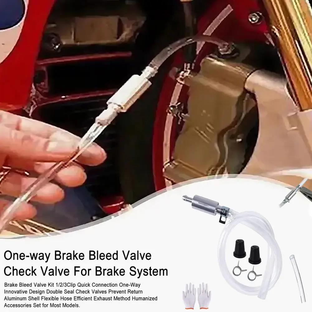 Aluminum Shell Brake Bleeder Universal Brake Fluid Bleeder Kit with One-way Check Valve Tube Soft Hose Metal Clips for Easy 
Aluminum Shell Brake Bleeder Universal Brake Fluid Bleeder Kit with One-way Check Valve Tube Soft Hose Metal Clips for Easy