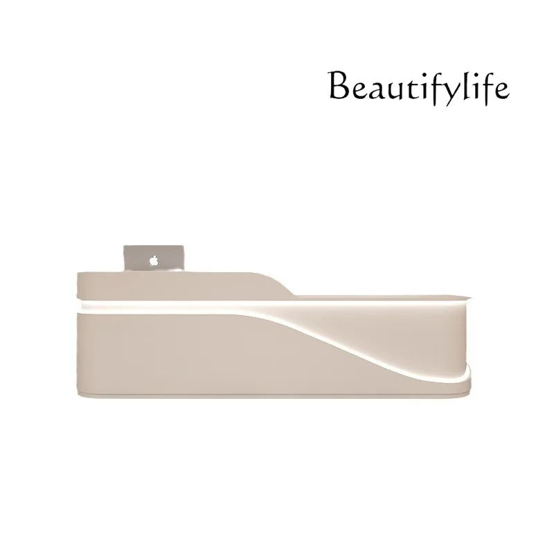Beauty salon curved simple modern checkout page Clothing store Solid wood paint reception front desk
Beauty salon curved simple modern checkout page Clothing store Solid wood paint reception front desk