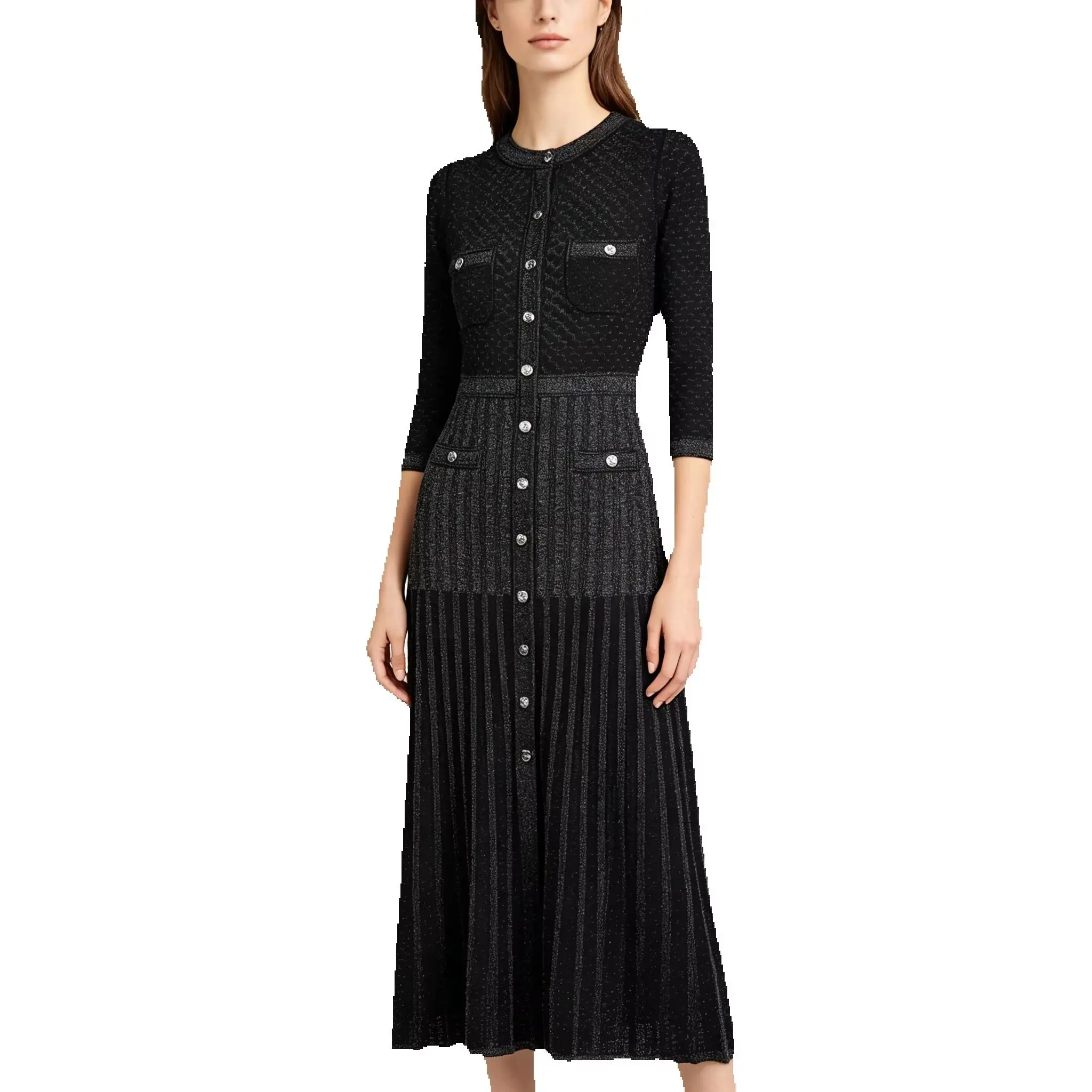 Women's Fashionable Temperament Commuter Dress - Spring Autumn New Slimming Knitted Round Neck Seven-Sleeve Long Style
Women's Fashionable Temperament Commuter Dress - Spring Autumn New Slimming Knitted Round Neck Seven-Sleeve Long Style