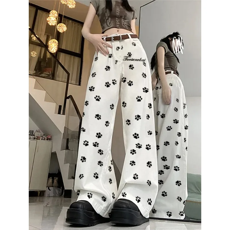 Women's High Waisted Wide Leg Pants with Paw Print All Over Print Casual Loose Fit Trousers for Streetwear
Women's High Waisted Wide Leg Pants with Paw Print All Over Print Casual Loose Fit Trousers for Streetwear