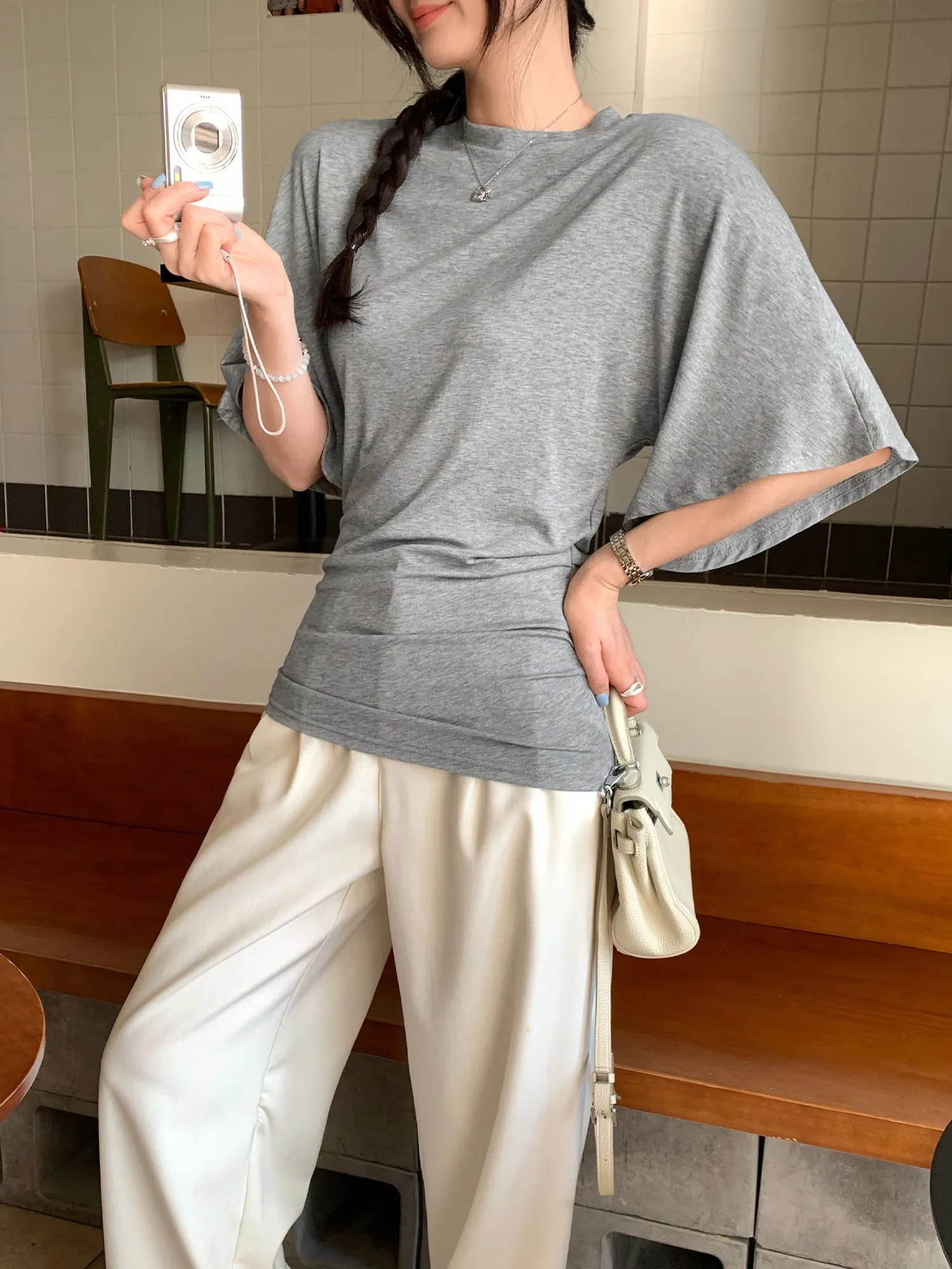 Lace Viscose Short Sleeve T-Shirt Women's Summer New round Neck Pure Desire Small Top Irregular Pleated Korean Style Commute
Lace Viscose Short Sleeve T-Shirt Women's Summer New round Neck Pure Desire Small Top Irregular Pleated Korean Style Commute