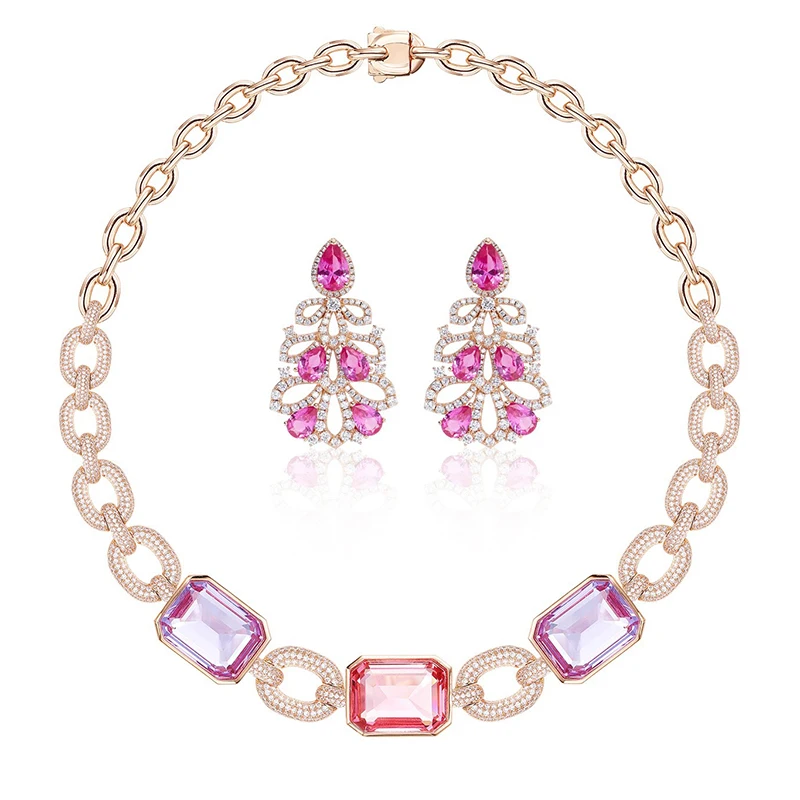 Pure 925 Sterling Silver Jewelry For Women Bohemia Design Wedding Jewelry Set Pink Crystal Earrings Necklace Party Fine Jewelry
Pure 925 Sterling Silver Jewelry For Women Bohemia Design Wedding Jewelry Set Pink Crystal Earrings Necklace Party Fine Jewelry