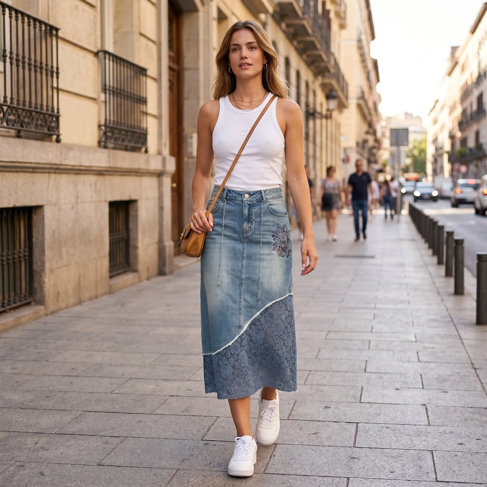 94.5% Cotton, 5.1% Polyester, 0.4% Elastane blend Ladies Elegant Skirt High Waist Midi Length Skirt for Everyday Style BE1006
94.5% Cotton, 5.1% Polyester, 0.4% Elastane blend Ladies Elegant Skirt High Waist Midi Length Skirt for Everyday Style BE1006