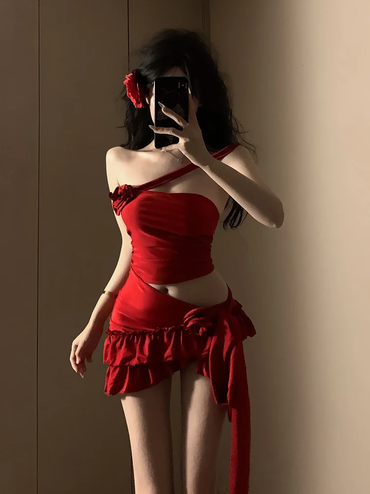 Red Bikini Pure Desire Sle Women's Two-Piece Swimsuit Slimming Small Chest Island Vaion Sexy Spicy Girl Aosphere
Red Bikini Pure Desire Sle Women's Two-Piece Swimsuit Slimming Small Chest Island Vaion Sexy Spicy Girl Aosphere