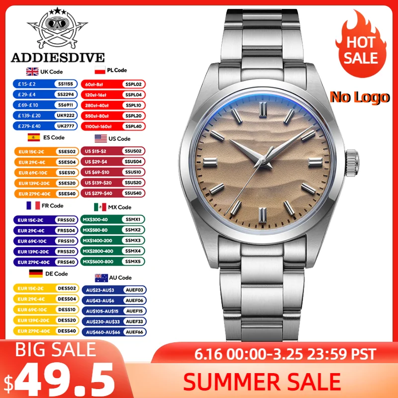 ADDIESDIVE New 36MM Men Watches AD2030 Without Logo Pot Cover Glass AR Coated Quartz Watches 10bar Waterproof Reloj Hombre
ADDIESDIVE New 36MM Men Watches AD2030 Without Logo Pot Cover Glass AR Coated Quartz Watches 10bar Waterproof Reloj Hombre