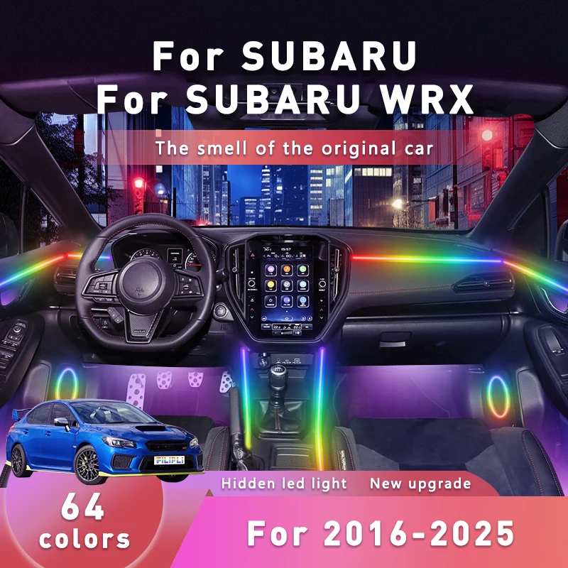 FILIPLI для SUBARU WRX 2021, активируемый звуком, Bluetooth-управляемый интерьер автомобиля, 64 RGB, окружающее освещение салона автомобиля
FILIPLI для SUBARU WRX 2021, активируемый звуком, Bluetooth-управляемый интерьер автомобиля, 64 RGB, окружающее освещение салона автомобиля