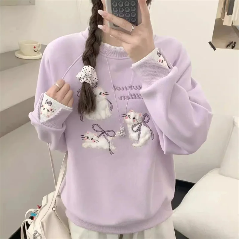 Female Sweet Long Sleeved Sports Shirt Tops Autumn Ladies Round Neck Sweatshirt Jacket Korean Women Lace Patchwork Loose Hoodies
Female Sweet Long Sleeved Sports Shirt Tops Autumn Ladies Round Neck Sweatshirt Jacket Korean Women Lace Patchwork Loose Hoodies