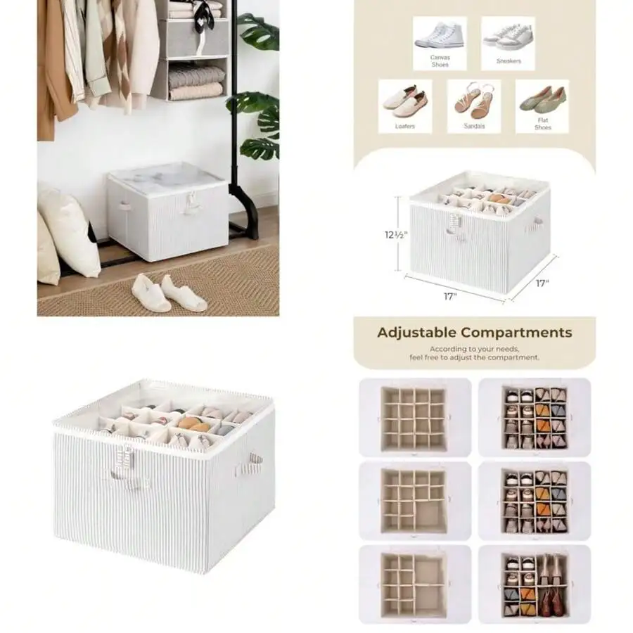 Shoe Organizer With Adjustable Dividers And Clear Cover For Closet Storage Up To 16 Pairs
Shoe Organizer With Adjustable Dividers And Clear Cover For Closet Storage Up To 16 Pairs