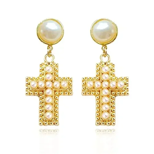 Popular Cross Ring Pendant Stud Earrings in Gold Plated Valentine Christian Lucky Costume Jewelry Party Gift for Women
Popular Cross Ring Pendant Stud Earrings in Gold Plated Valentine Christian Lucky Costume Jewelry Party Gift for Women