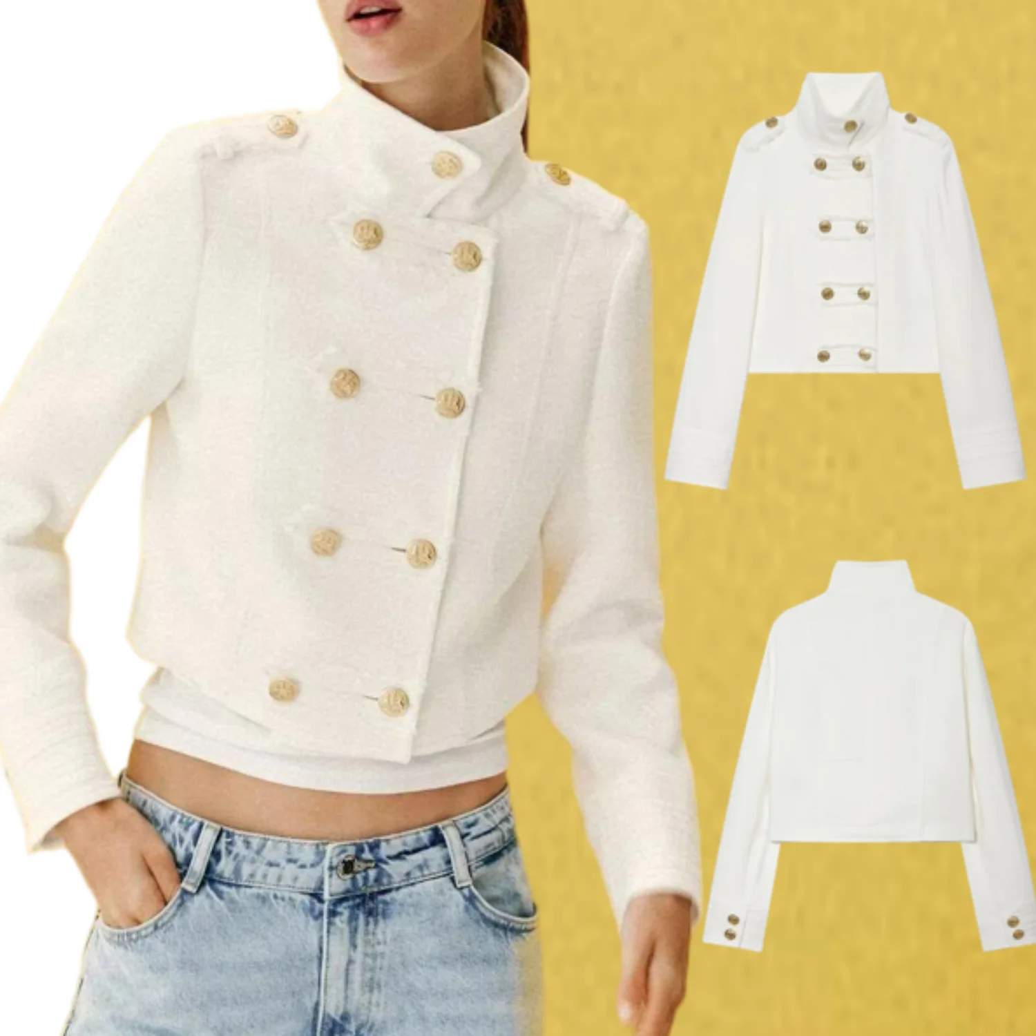 2026 Spring/Summer New Women's Clothing Long-sleeve High-neck Button Front Double-breasted Stand Collar Short Jacket Elegant
2026 Spring/Summer New Women's Clothing Long-sleeve High-neck Button Front Double-breasted Stand Collar Short Jacket Elegant