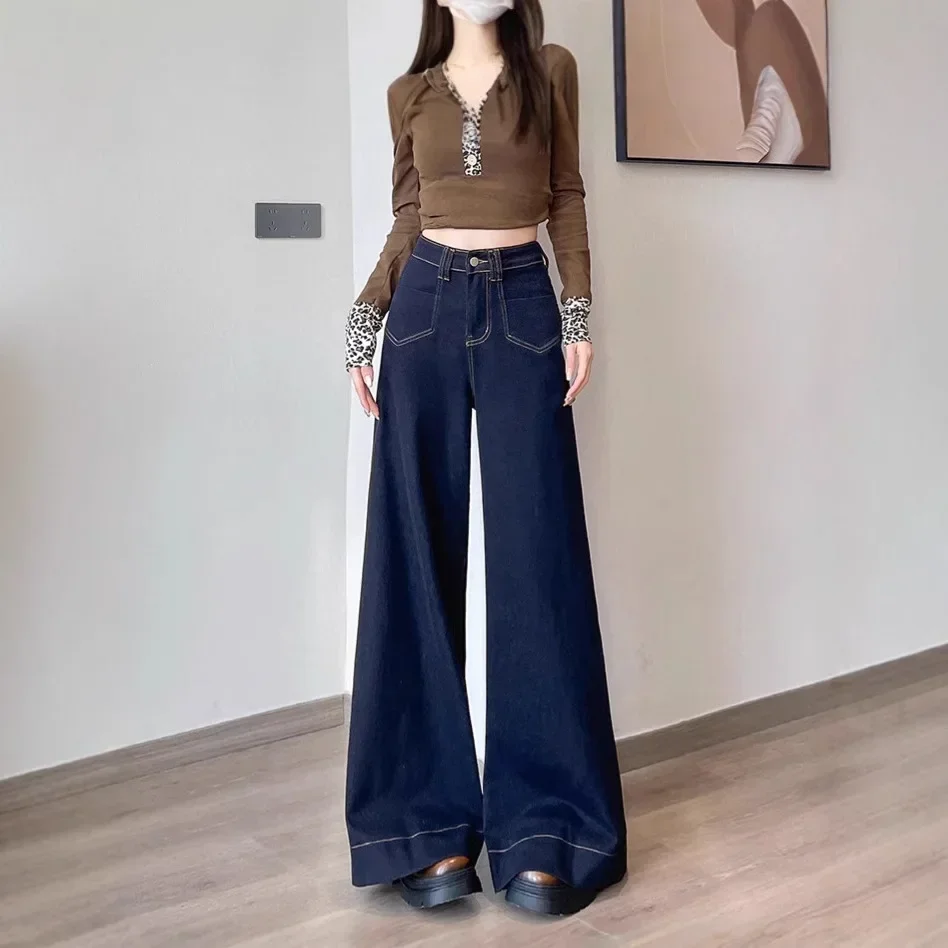 Wide Leg Pants Women Vintage Jeans Straight High Waist Washed Distressed Pockets Button Basics Floor Length Denim Trousers
Wide Leg Pants Women Vintage Jeans Straight High Waist Washed Distressed Pockets Button Basics Floor Length Denim Trousers