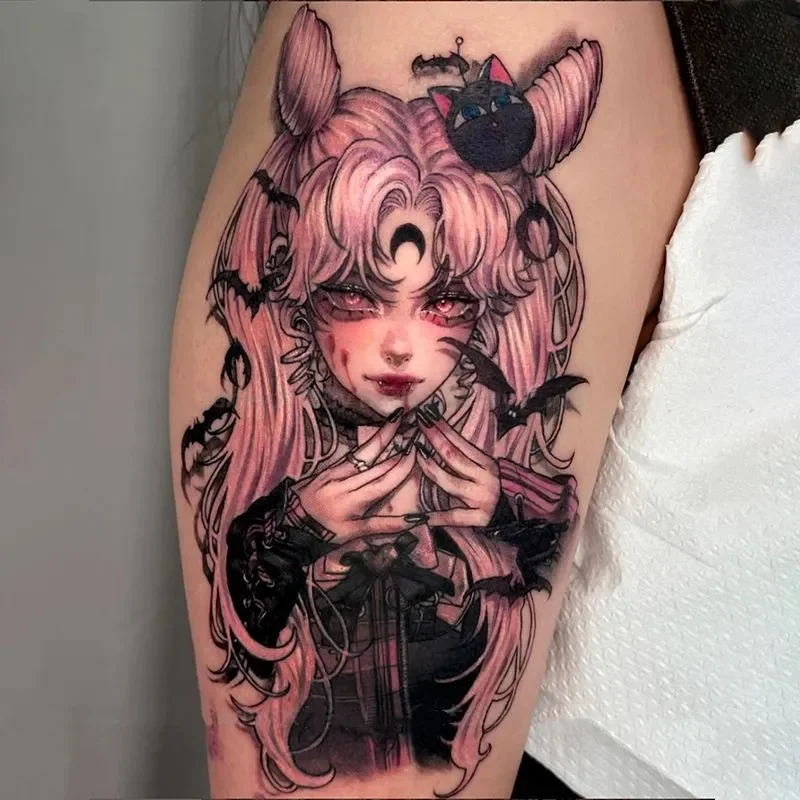 Anime Dark Pink Haired Girl Temporary Tattoos Durable Cartoon Waterproof Fake Tattoo Realistic Body Art Tatoo Body Stickers
Anime Dark Pink Haired Girl Temporary Tattoos Durable Cartoon Waterproof Fake Tattoo Realistic Body Art Tatoo Body Stickers