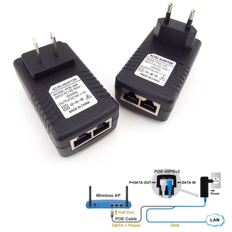 15V 1A POE Injector Wall Plug ip camera power supply CCTV Security Surveillance Ethernet Adapter US EU Plug
15V 1A POE Injector Wall Plug ip camera power supply CCTV Security Surveillance Ethernet Adapter US EU Plug
