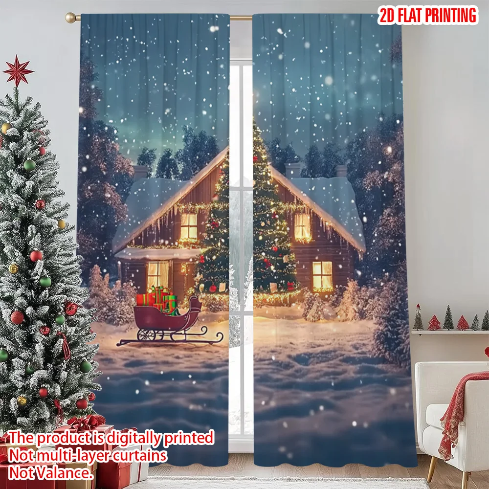 2pcs 2D flat printing Merry Christmas Window Curtains Christmas Lodge 0 Versatile Fabric Without Electricity Family Party 
2pcs 2D flat printing Merry Christmas Window Curtains Christmas Lodge 0 Versatile Fabric Without Electricity Family Party
