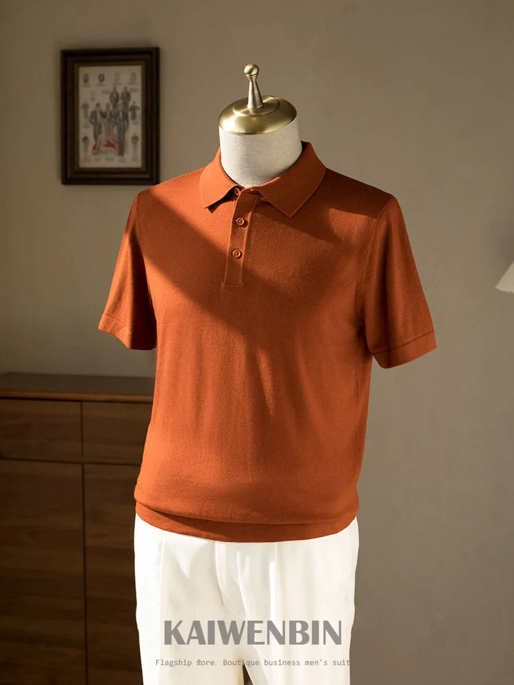 Men's 100% Wool Short-Sleeve Knitted Polo Shirt Chestnut Red Breathable Business Casual Light Luxury Summer Top Premium Feel
Men's 100% Wool Short-Sleeve Knitted Polo Shirt Chestnut Red Breathable Business Casual Light Luxury Summer Top Premium Feel