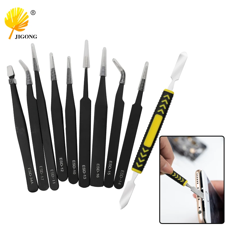 10/11PCs Anti-static ESD Stainless Steel Tweezers Maintenance Tools Industrial Precision Curved Straight Tweezers Repair Tools
10/11PCs Anti-static ESD Stainless Steel Tweezers Maintenance Tools Industrial Precision Curved Straight Tweezers Repair Tools