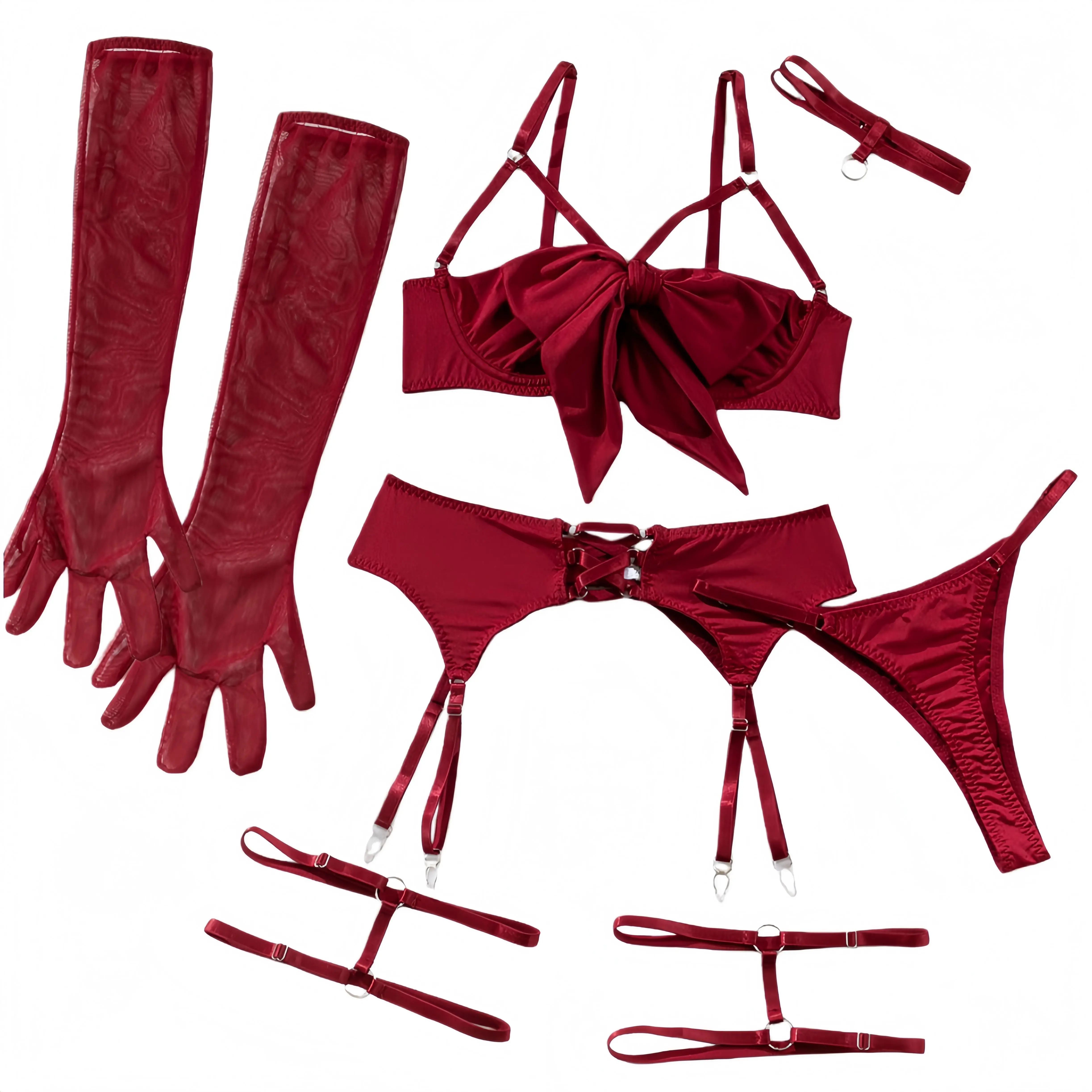 Комплект сексуального белья из 8 предметов: открытые чашечки, бант, пояс-ремень, соблазнительный комплект для женщин, включает ожерелье, топ, перчатки, пояс на талию, стринги и кольца для ног
Комплект сексуального белья из 8 предметов: открытые чашечки, бант, пояс-ремень, соблазнительный комплект для женщин, включает ожерелье, топ, перчатки, пояс на талию, стринги и кольца для ног