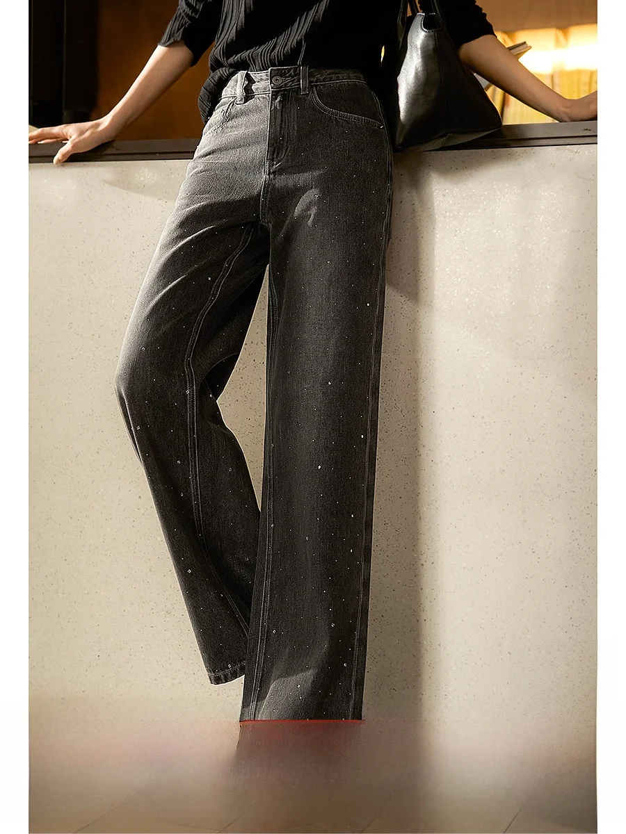 Xhange Glowing Pants Premium Rhinestone Washed Cotton Straight Leg Quality Denim Skimpy Breathable Spring Ladies Jeans
Xhange Glowing Pants Premium Rhinestone Washed Cotton Straight Leg Quality Denim Skimpy Breathable Spring Ladies Jeans
