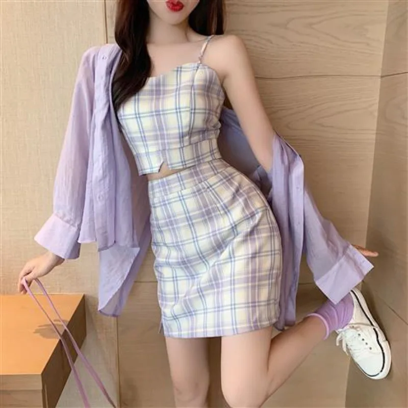 Plaid Women's 2 Skirt Piece Set Korean Style Wide Leg 2025 Autumn Aesthetic Xs 90s Streetwear Fashion Soft Sling Female Outfits
Plaid Women's 2 Skirt Piece Set Korean Style Wide Leg 2025 Autumn Aesthetic Xs 90s Streetwear Fashion Soft Sling Female Outfits