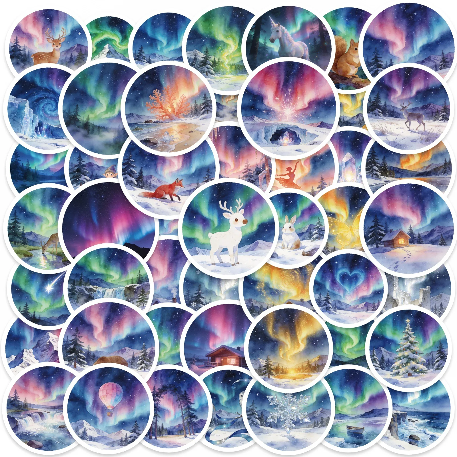 50 Pcs Beautiful Aurora Galaxy Stickers Night Scene Round Waterproof Decorate Suitcase Phone Cup Skate Helmet File Folder Decals
50 Pcs Beautiful Aurora Galaxy Stickers Night Scene Round Waterproof Decorate Suitcase Phone Cup Skate Helmet File Folder Decals