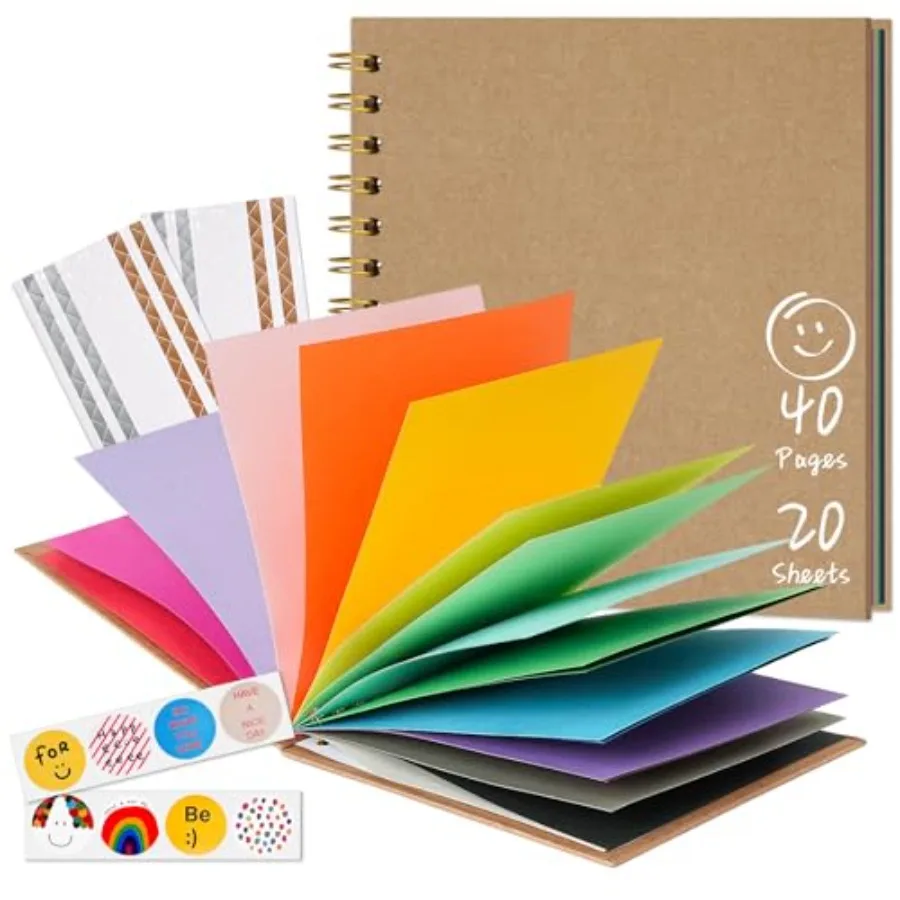 DIY Scrapbook for,20 Sheet/ 40 Pages Colorful Pages Craft Album, Creative Art Journal for Drawing, Writing, Photo and Stickers,
DIY Scrapbook for,20 Sheet/ 40 Pages Colorful Pages Craft Album, Creative Art Journal for Drawing, Writing, Photo and Stickers,