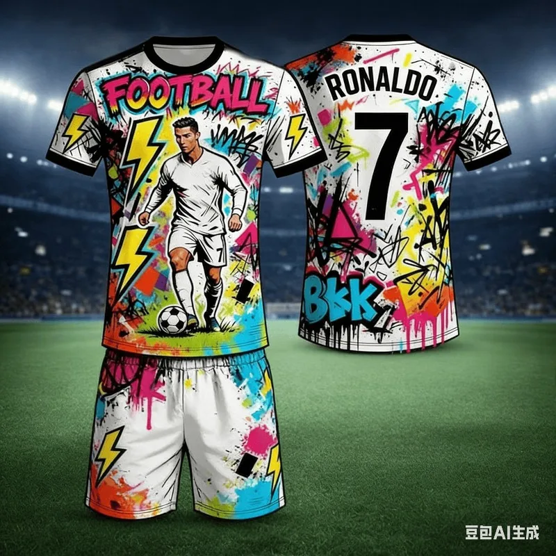 Футболка AI Jersey # Комплект из 7 предметов: футболка с принтом Роналду и шорты, для фитнеса и тренировок на открытом воздухе, летняя спортивная одежда для мужчин и детей, большие размеры
Футболка AI Jersey # Комплект из 7 предметов: футболка с принтом Роналду и шорты, для фитнеса и тренировок на открытом воздухе, летняя спортивная одежда для мужчин и детей, большие размеры
