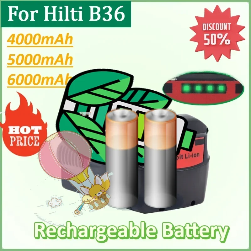Li-Ion Battery for Hilti 36V 6000mAh Electric Drill Electric Plate Hand Rechargeable Replacement Model B 36/3.9 B36/6.0 B36
Li-Ion Battery for Hilti 36V 6000mAh Electric Drill Electric Plate Hand Rechargeable Replacement Model B 36/3.9 B36/6.0 B36