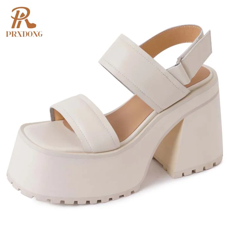 PRXDONG Women's Shoes New Brand Real Leather Chunky High Heels Thick Platform Black White Dress Party Wedding Lady Sandals 34-39
PRXDONG Women's Shoes New Brand Real Leather Chunky High Heels Thick Platform Black White Dress Party Wedding Lady Sandals 34-39