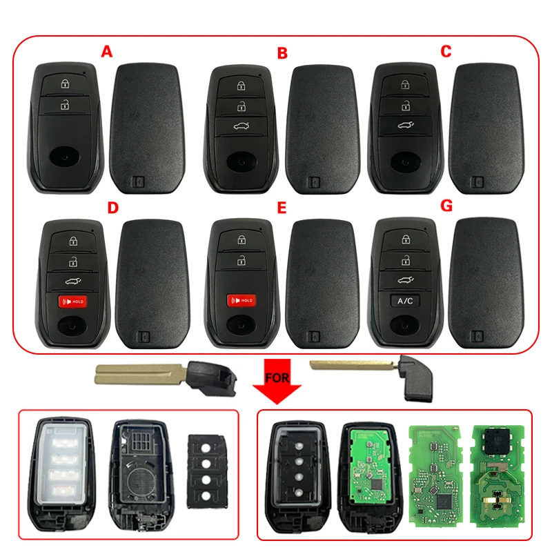 CN007344 Only PCB OEM 2/3/4 Buttons Smart Key 8A Chip 433.58/434.42MHz FCC B3N2K2R Keyless Go For Toyota Land Cruiser 2022+
CN007344 Only PCB OEM 2/3/4 Buttons Smart Key 8A Chip 433.58/434.42MHz FCC B3N2K2R Keyless Go For Toyota Land Cruiser 2022+