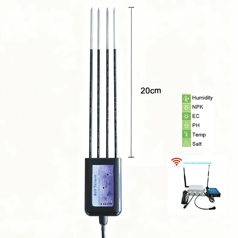 High Precision RS485 20cm Depth Handheld Soil Moisture Temperature EC Salinity NPK PH 8 in 1 Sensor Data Logger for Farms
High Precision RS485 20cm Depth Handheld Soil Moisture Temperature EC Salinity NPK PH 8 in 1 Sensor Data Logger for Farms