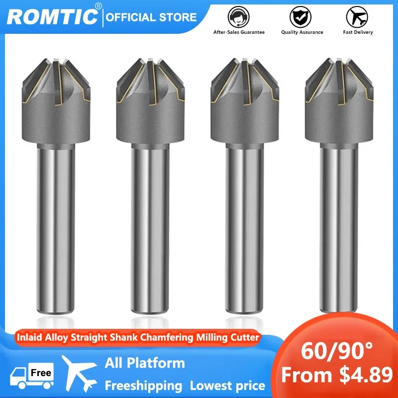 ROMTIC Inlaid Alloy Straight Shank Chamfering Milling Cutter 60/90 Degree Welding Edge Tungsten Steel Spot Facer Chamfer Tool
ROMTIC Inlaid Alloy Straight Shank Chamfering Milling Cutter 60/90 Degree Welding Edge Tungsten Steel Spot Facer Chamfer Tool