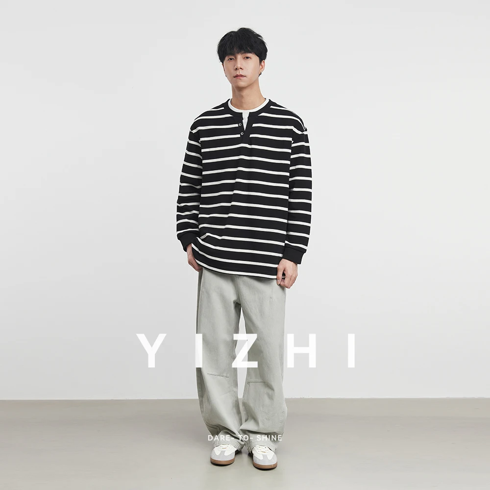 Fashion Men's Black and White Striped Henley Long Sleeve Shirt 2025 Autumn New Casual Loose Tops Streetwear Men's Pullover
Fashion Men's Black and White Striped Henley Long Sleeve Shirt 2025 Autumn New Casual Loose Tops Streetwear Men's Pullover