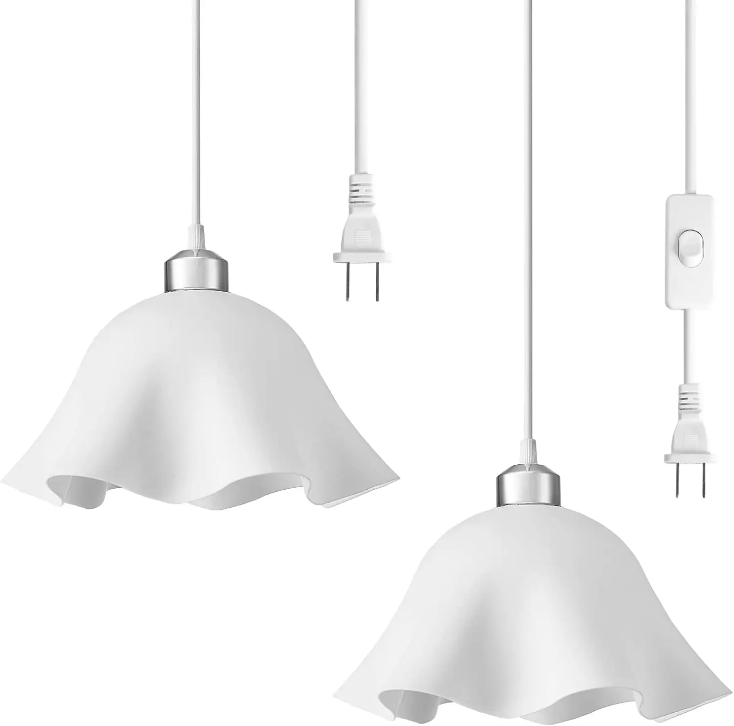 Plug in Pendant Light, 2 Pack Hanging Lights with 15Ft Cord, On/Off Switch, Frosted White Shade for Bedroom Living Room
Plug in Pendant Light, 2 Pack Hanging Lights with 15Ft Cord, On/Off Switch, Frosted White Shade for Bedroom Living Room