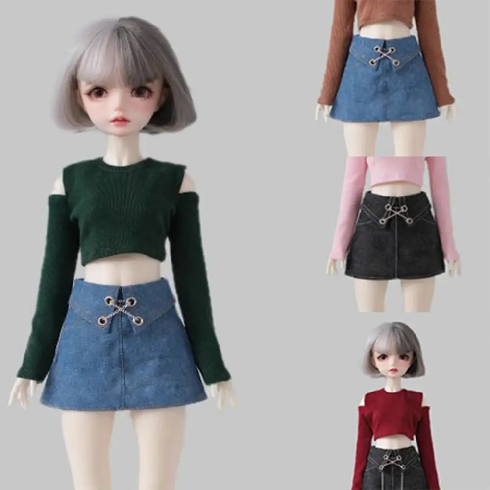 Fashion Off Shoulder Top T-shirt Mini Cute Doll Denim Skirt with Chain DIY Accessories for 1/4 BJD 45cm Dolls
Fashion Off Shoulder Top T-shirt Mini Cute Doll Denim Skirt with Chain DIY Accessories for 1/4 BJD 45cm Dolls