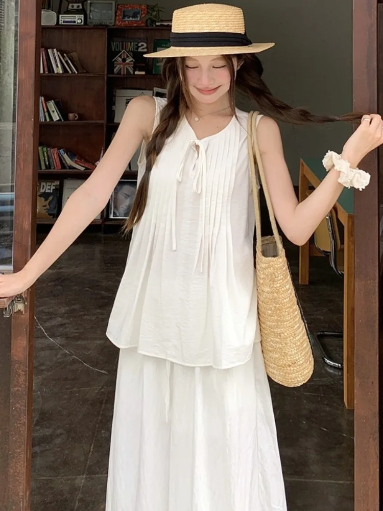 Summer New Style Heavy Embellished Casual Vacation Wear Set Women's Loose Wide Leg Pants Vest Drapey Shirt Two Piece Set
Summer New Style Heavy Embellished Casual Vacation Wear Set Women's Loose Wide Leg Pants Vest Drapey Shirt Two Piece Set