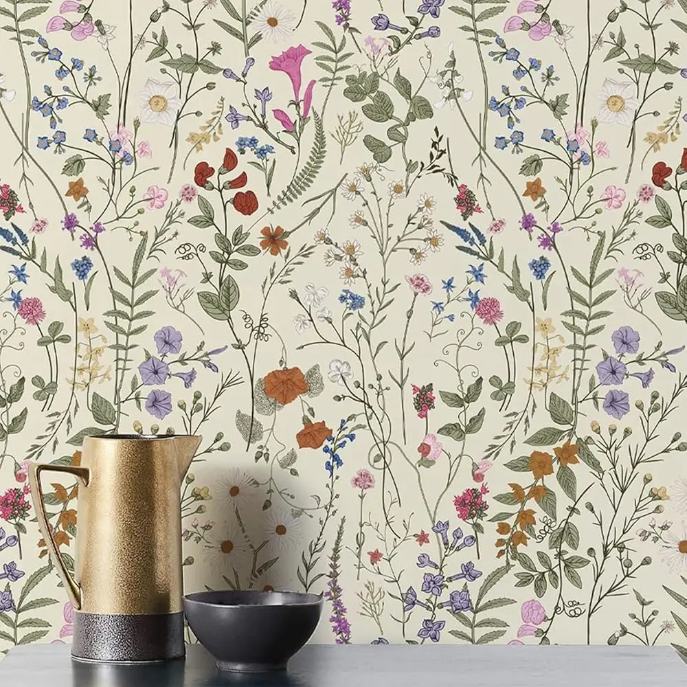 Wallpaper Self-Adhesive Blooming Vintage Colourful Flowers Wall Paper For Bedroom Living Room Cabinet, Peel And Sti Beige
Wallpaper Self-Adhesive Blooming Vintage Colourful Flowers Wall Paper For Bedroom Living Room Cabinet, Peel And Sti Beige