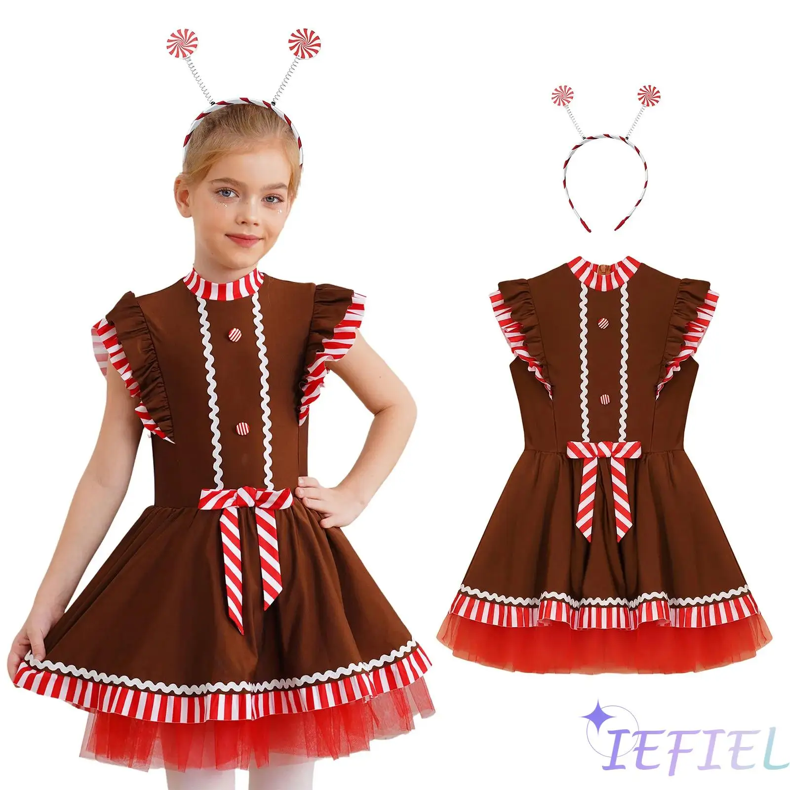 Kids Girls Gingerbread Man Costume Flowy Sleeves And Layered Tutu Dance Dress with Xmas Hair Hoop Santa Christmas Dresses
Kids Girls Gingerbread Man Costume Flowy Sleeves And Layered Tutu Dance Dress with Xmas Hair Hoop Santa Christmas Dresses